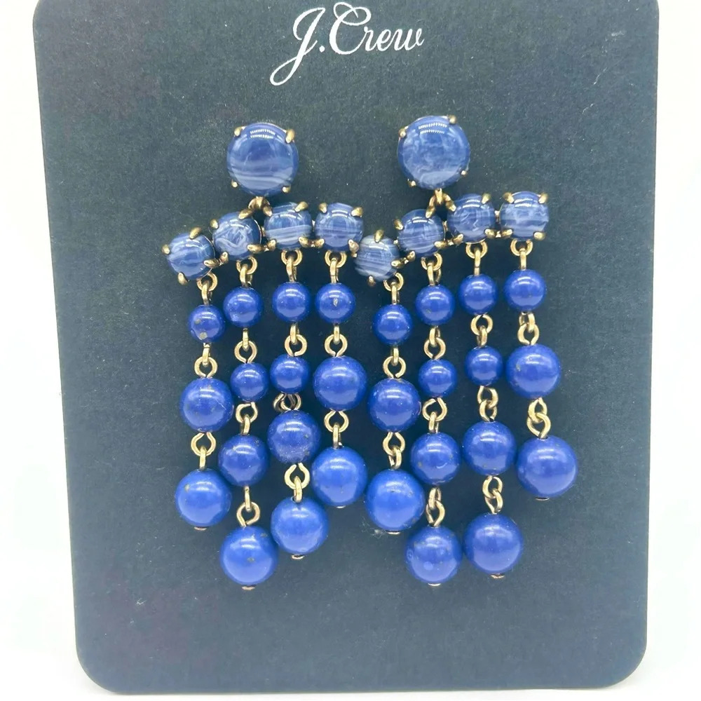 J. Crew Blue Candy Dot Chandelier Earrings NWT